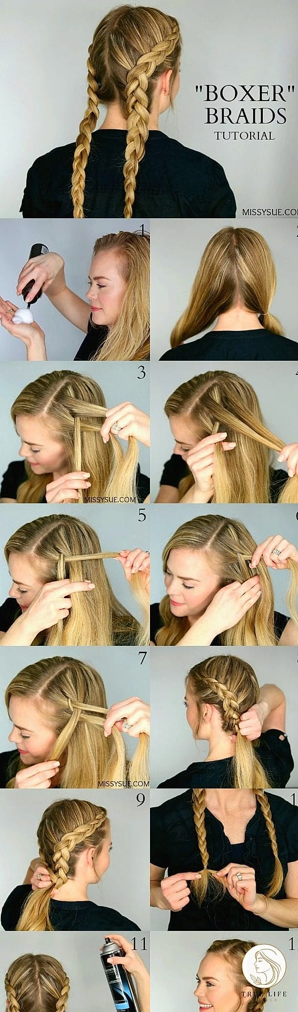 27 Beautiful Braid Hairstyles That Are Actually Easy to DIY 6 Boxer Braids
