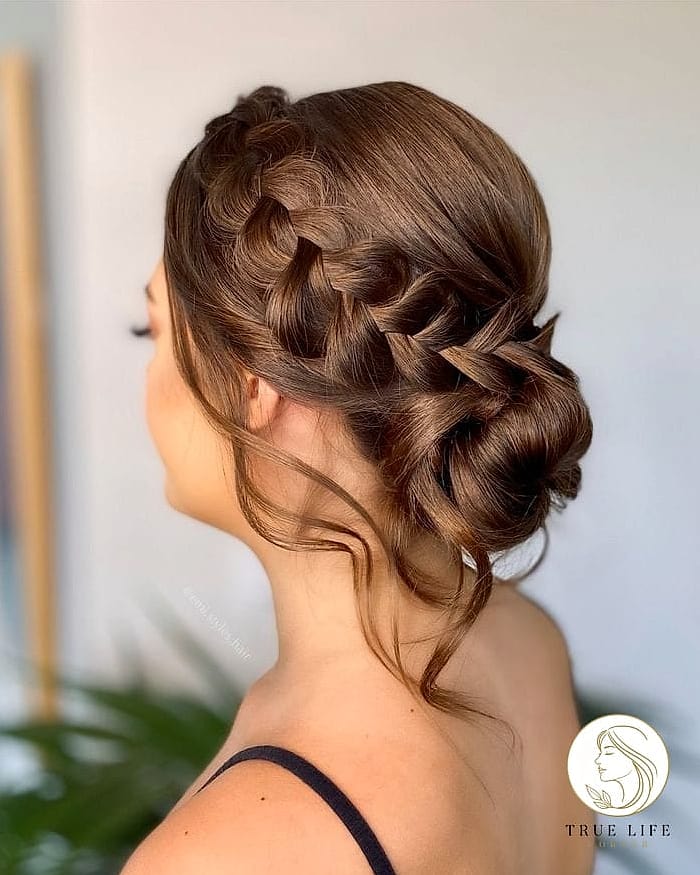 23 Wedding Guest Hairstyles For Long Hair to Transform Your Look Instantly 17 Braided Bun Combo