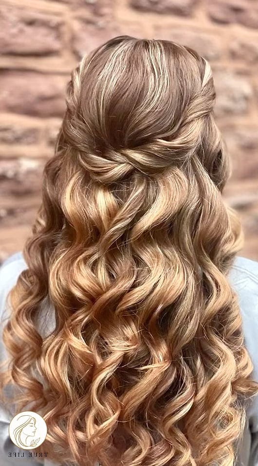 Curly Half-Up Top Knot
