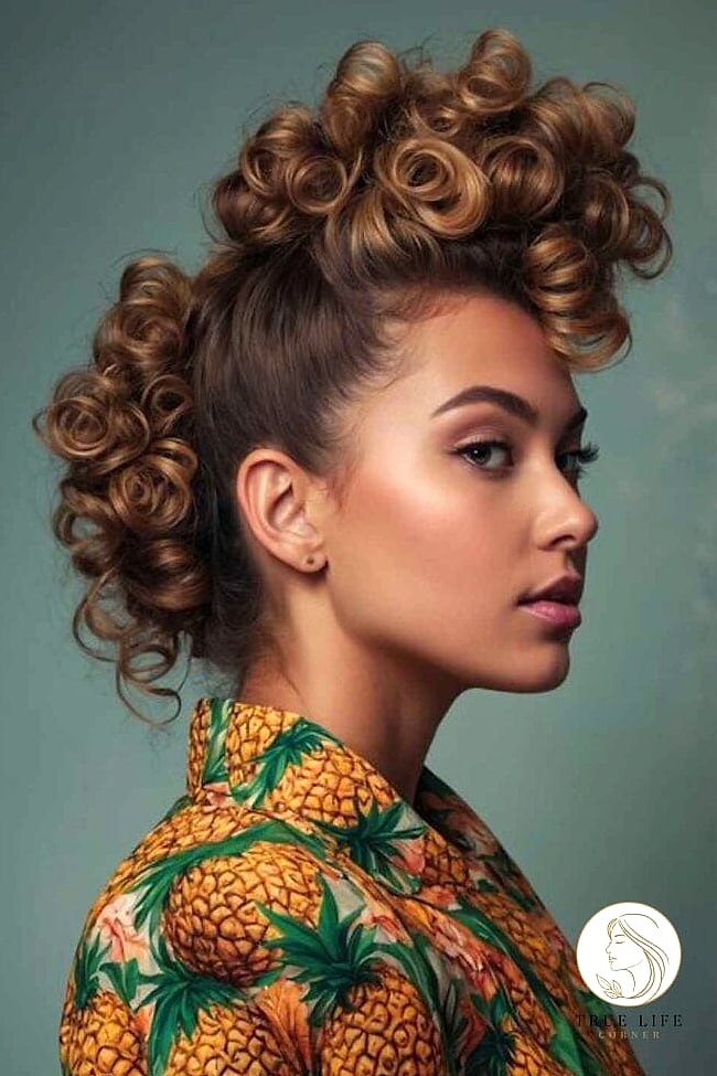 Curly Pineapple Updo For Sleep And Style