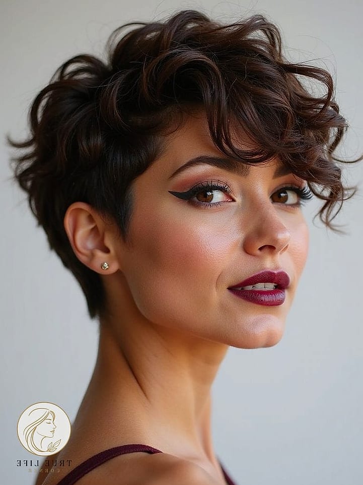 Curly Pixie With Fringe