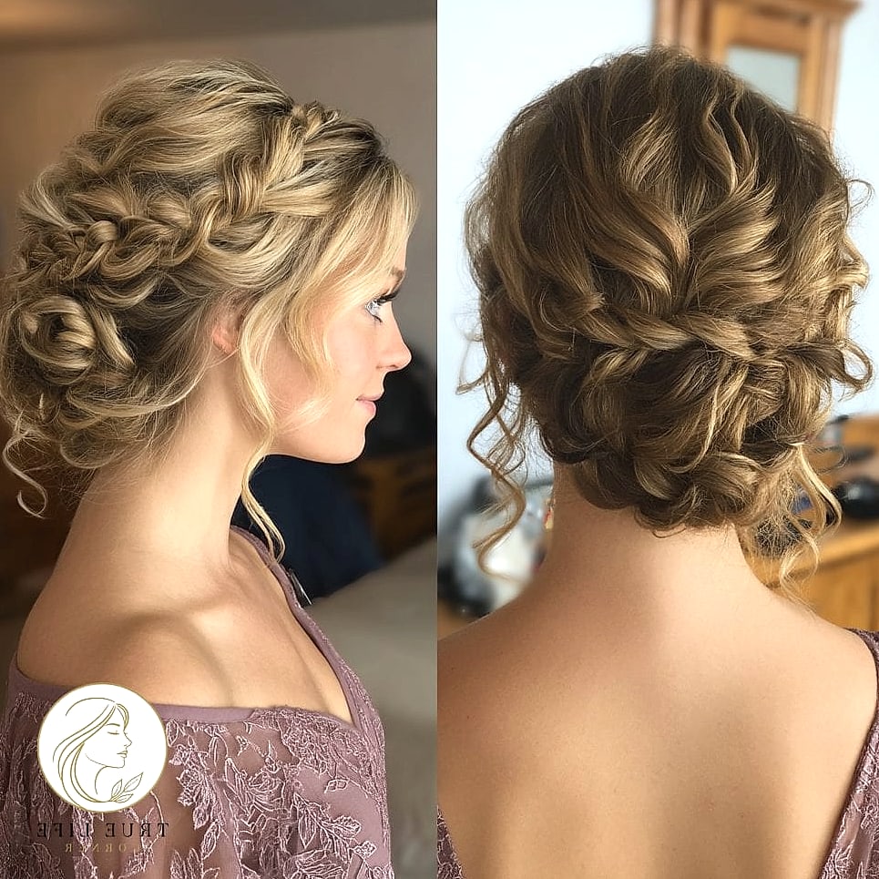 Curly Updo With Braided Crown