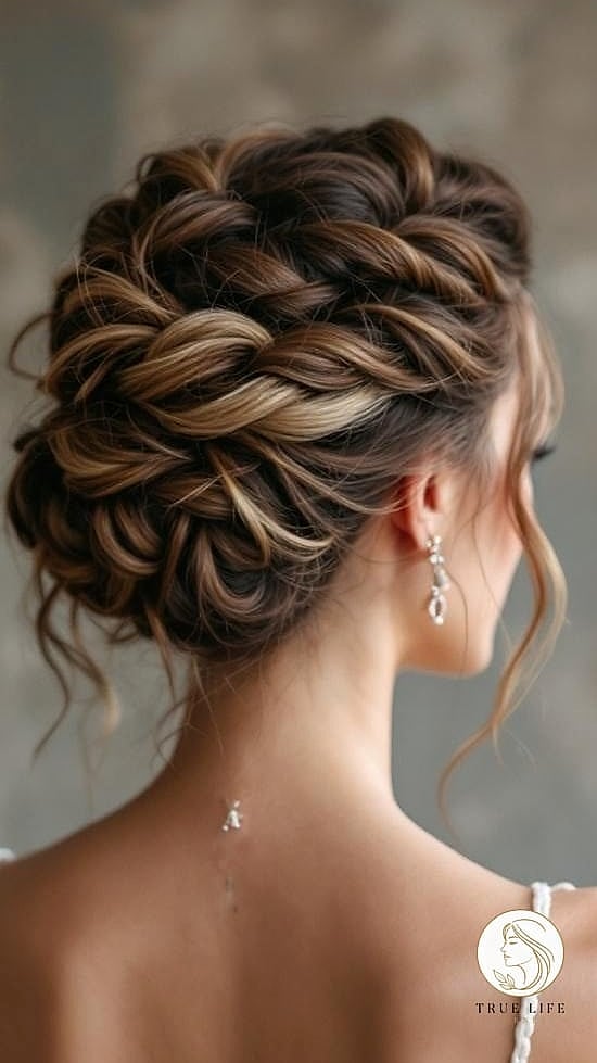 Curly Updo With Twisted Sections