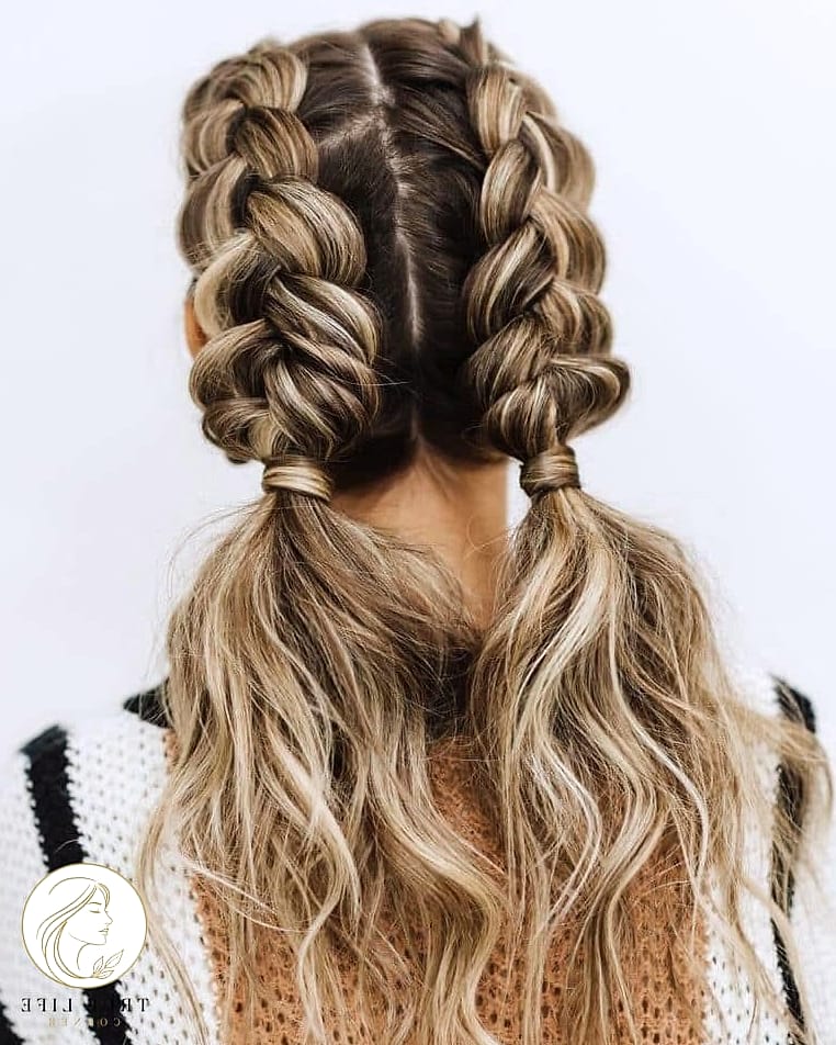 14 Up Hairstyles For Long Hair Perfect for Your Next Salon Appointment 9 Double Dutch Braid Bun Combo