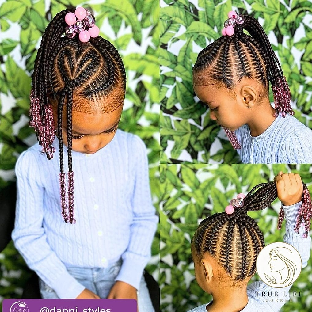 Feed-In Cornrows With a Side Part