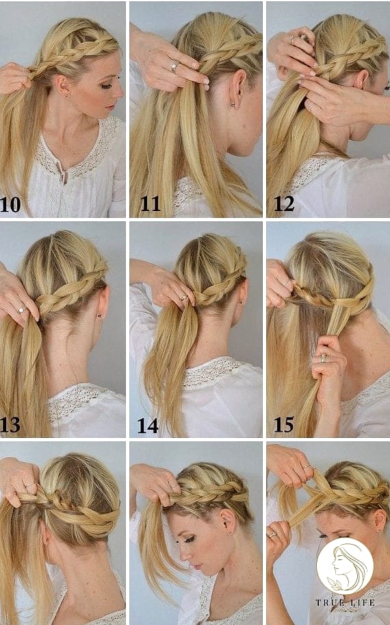 27 Beautiful Braid Hairstyles That Are Actually Easy to DIY 9 French Braid Crown