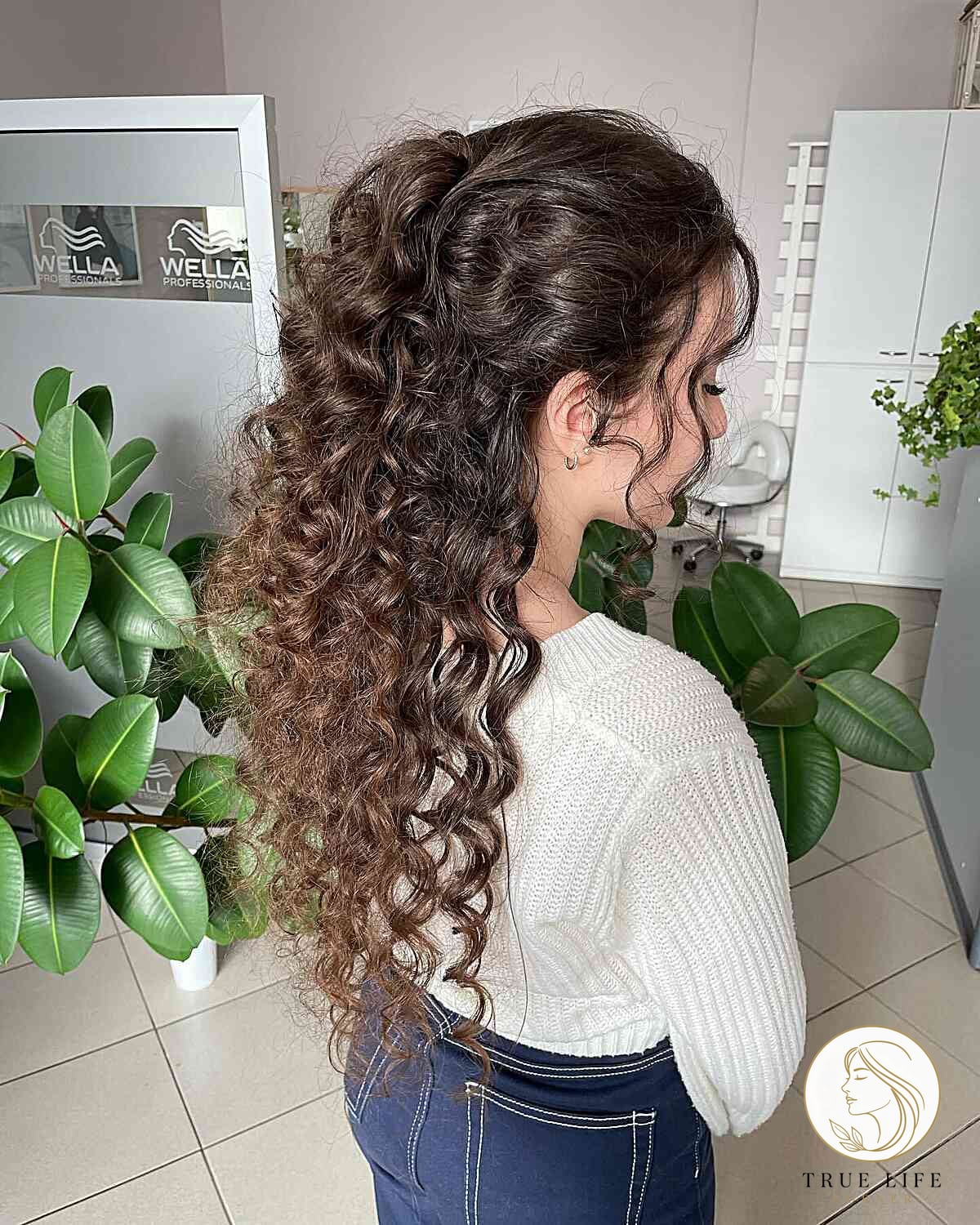 Glamorous Curly Half-Up Prom Hairstyle