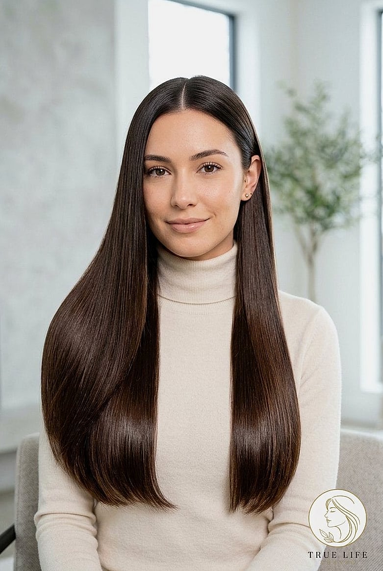 18 Easy Long Hairstyles for the Ultimate Glow Up 11 Glossy Straight One-Length Hair