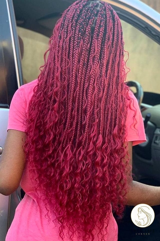 21 Color 30 Braids Ideas You Need to Try Right Now 11 Goddess Braids with Burgundy Accents