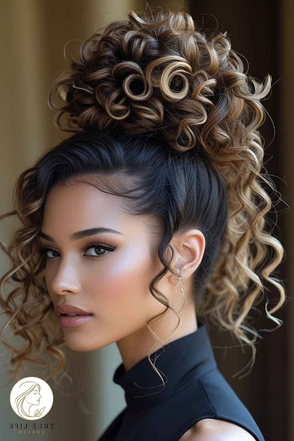 The High Curly Bun