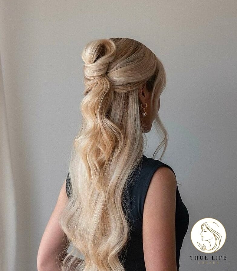 Long Hair With Money Piece Highlights Styled in Loose Curls