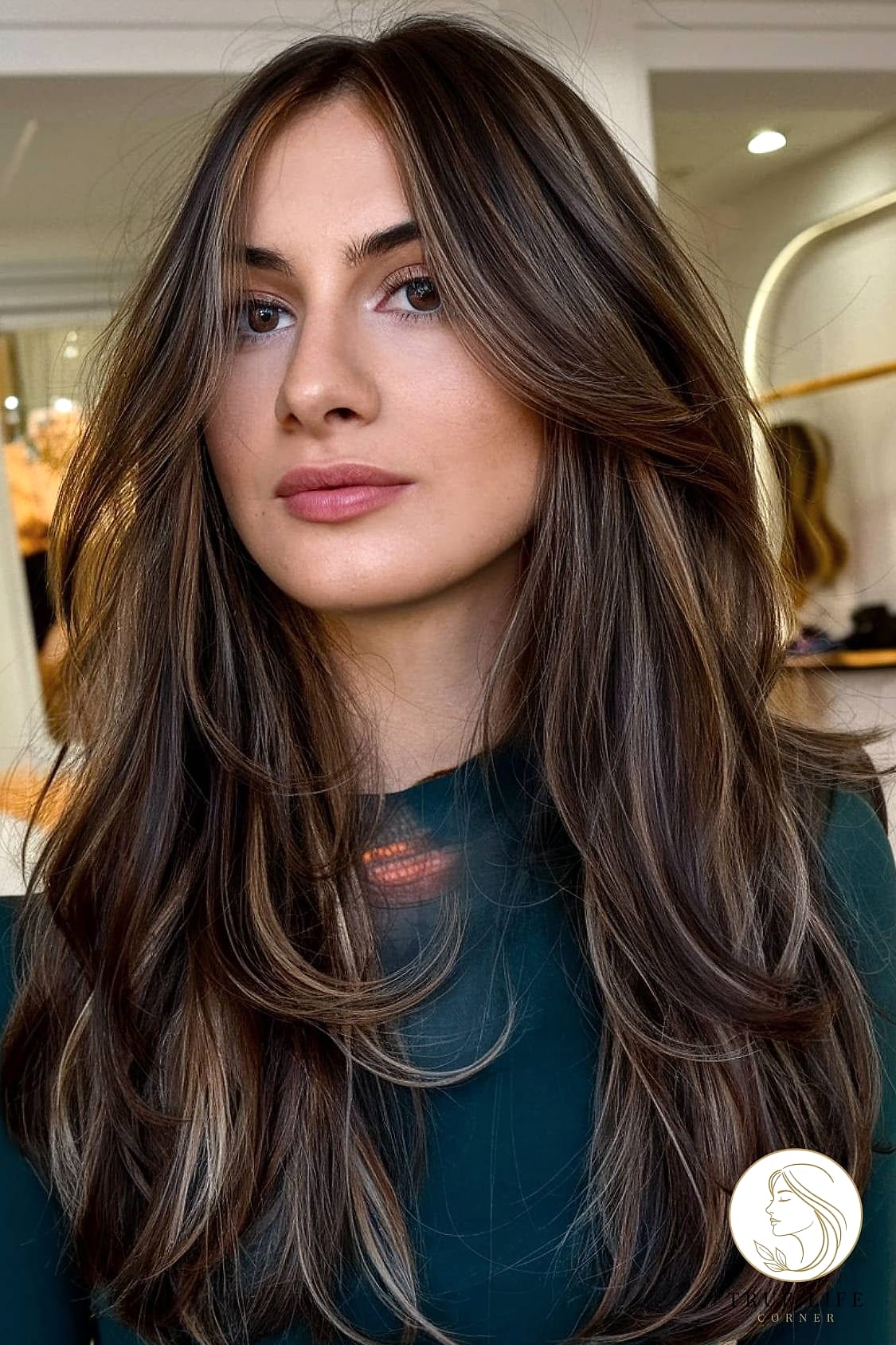 Long Hair with Curtain Fringe and Layers