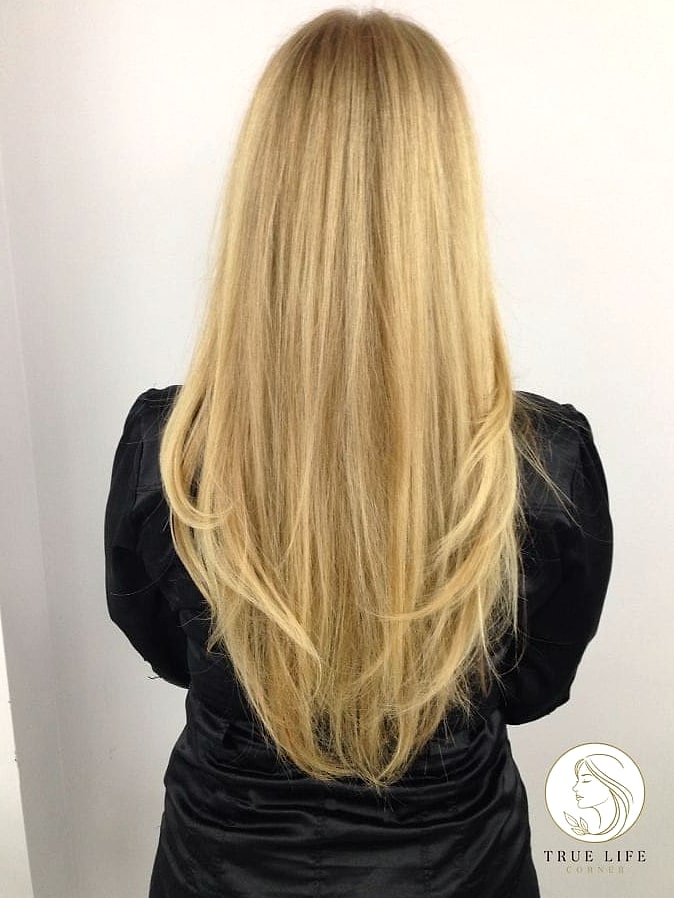 Long Hair with Tapered Neckline