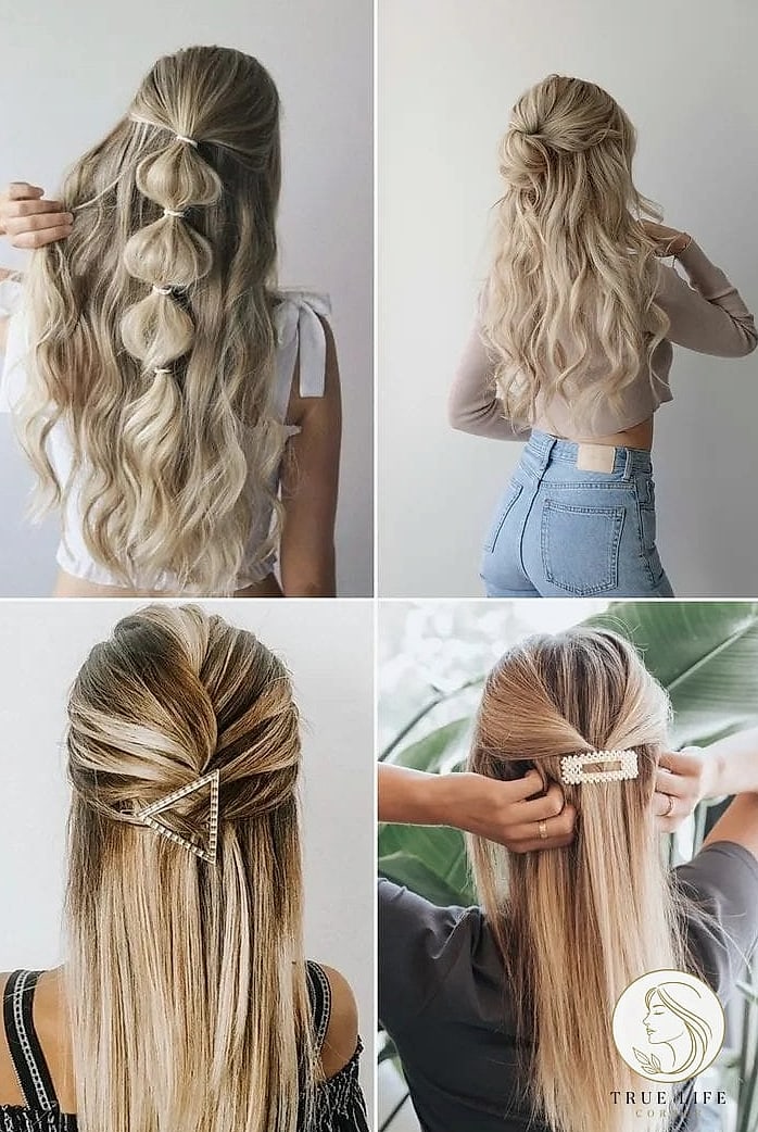 Long Hair with Half-Up Braided Style