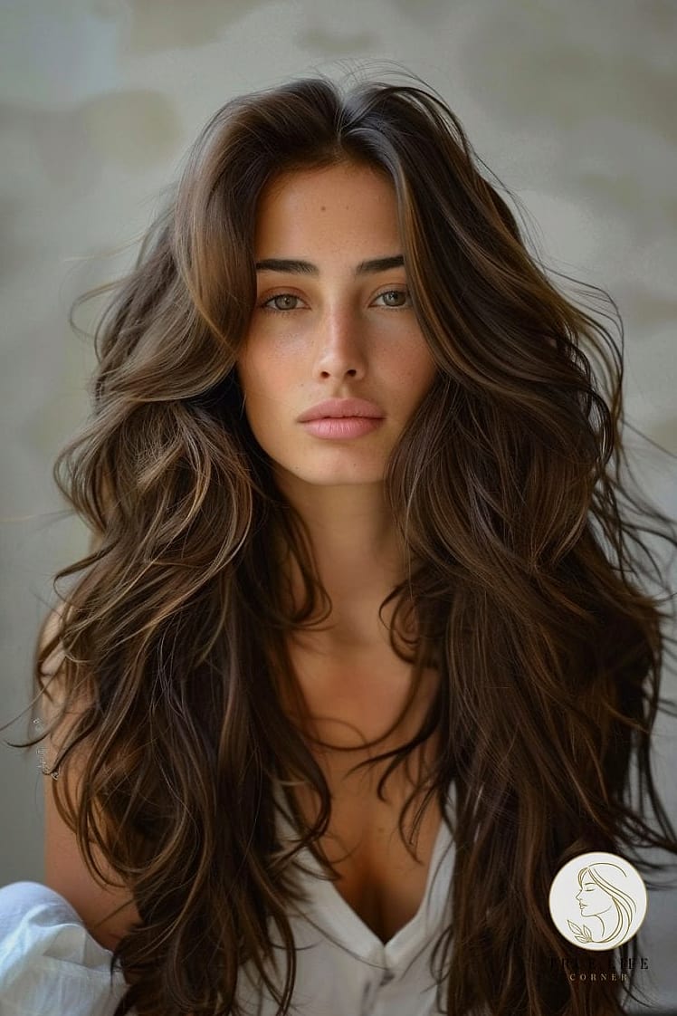 Long Layered Cut With Curtain Bangs