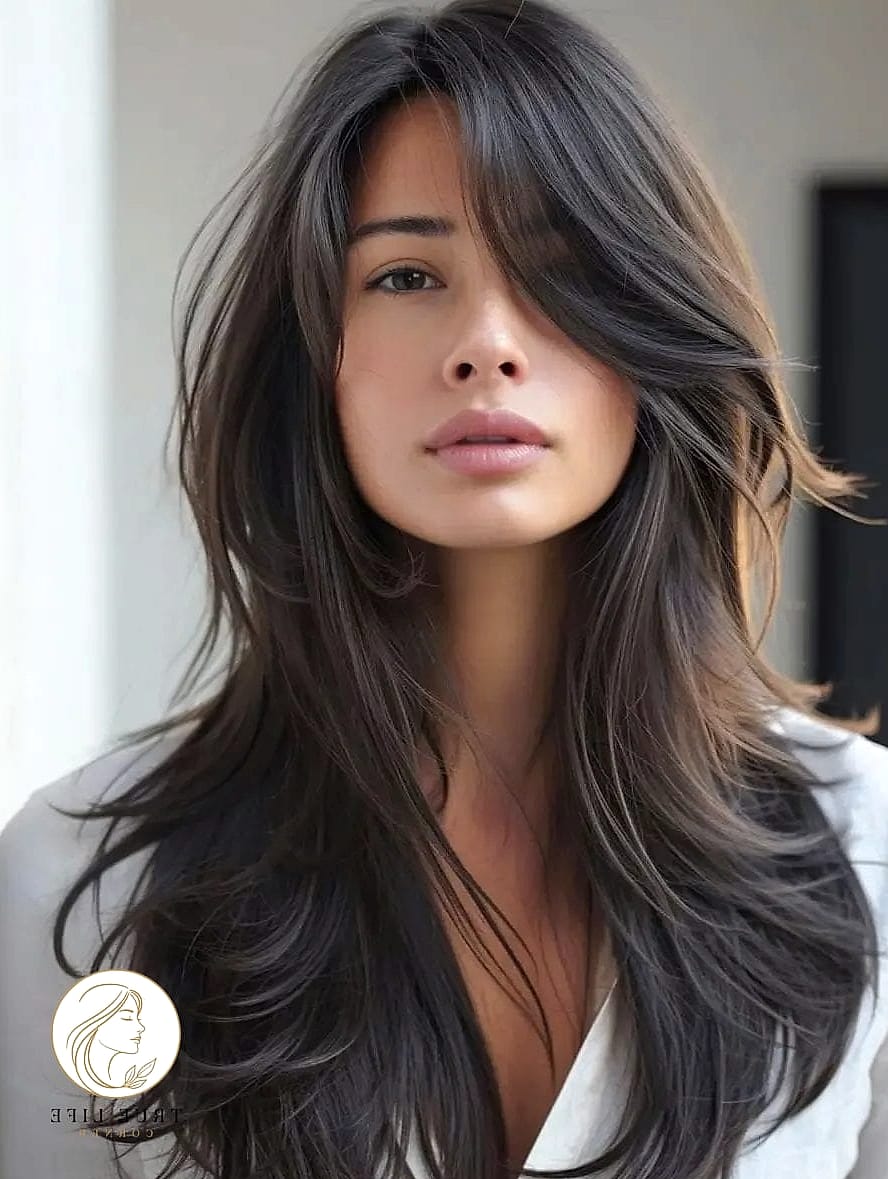 Long Layers with Curtain Bangs