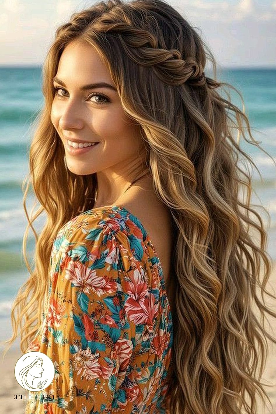 16 Party Hairstyles For Long Hair to Show Your Stylist ASAP 6 Loose Beachy Waves with a Deep Side Part