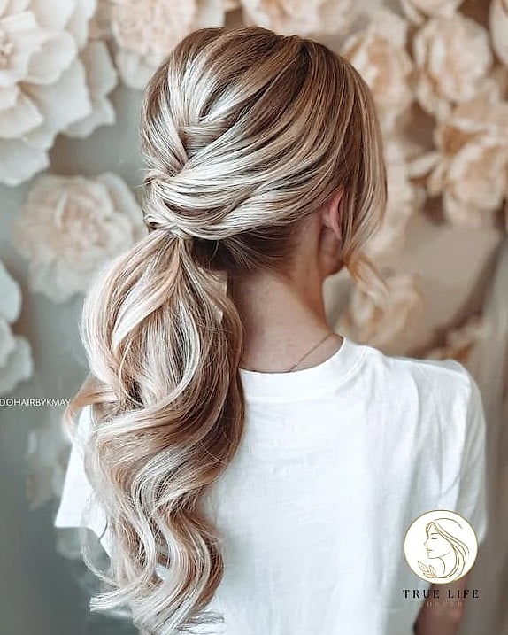 Low Ponytail with a Wrapped Section