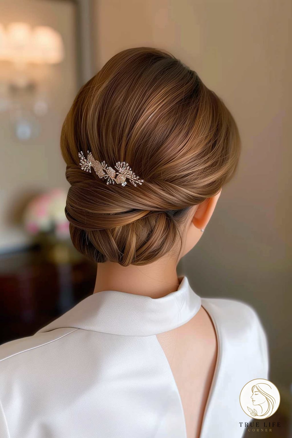 Sleek Classy Bun with Elegant Hairpin for Medium Hair