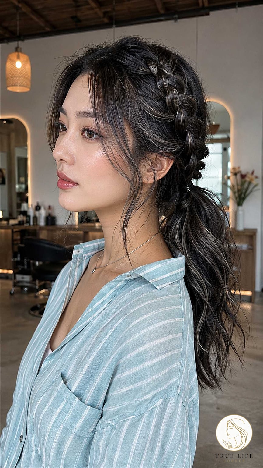 12 Dutch Braid Hairstyles for When You Need a Fresh Change 4 Soft Dutch Braid Into a Messy Low Ponytail