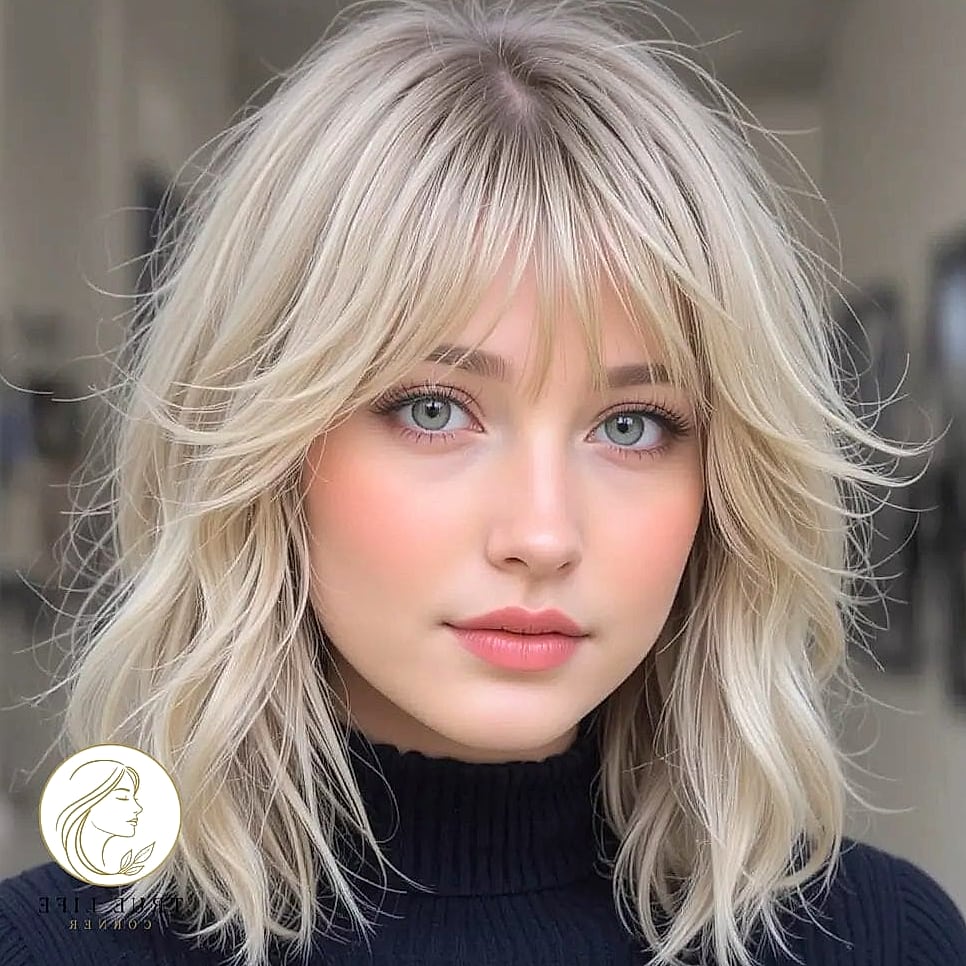 18 Cute Hairstyles For Medium Hair Perfect for Your Next Salon Appointment 4 Soft Shag With Wispy Bangs
