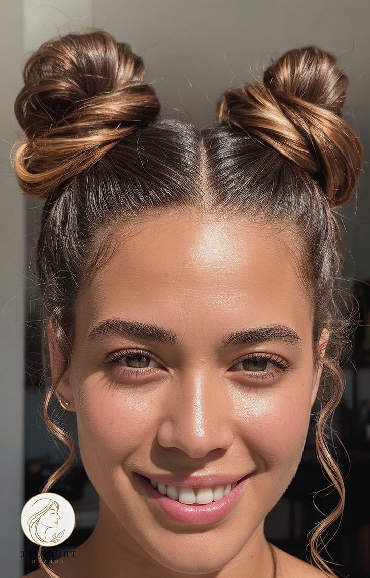 30 Bun Hairstyles For Long Hair That Belong on Your Inspiration Board 6 Space Buns