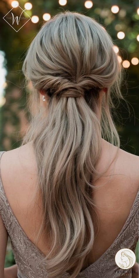 23 Wedding Guest Hairstyles For Long Hair to Transform Your Look Instantly 5 Textured Low Ponytail