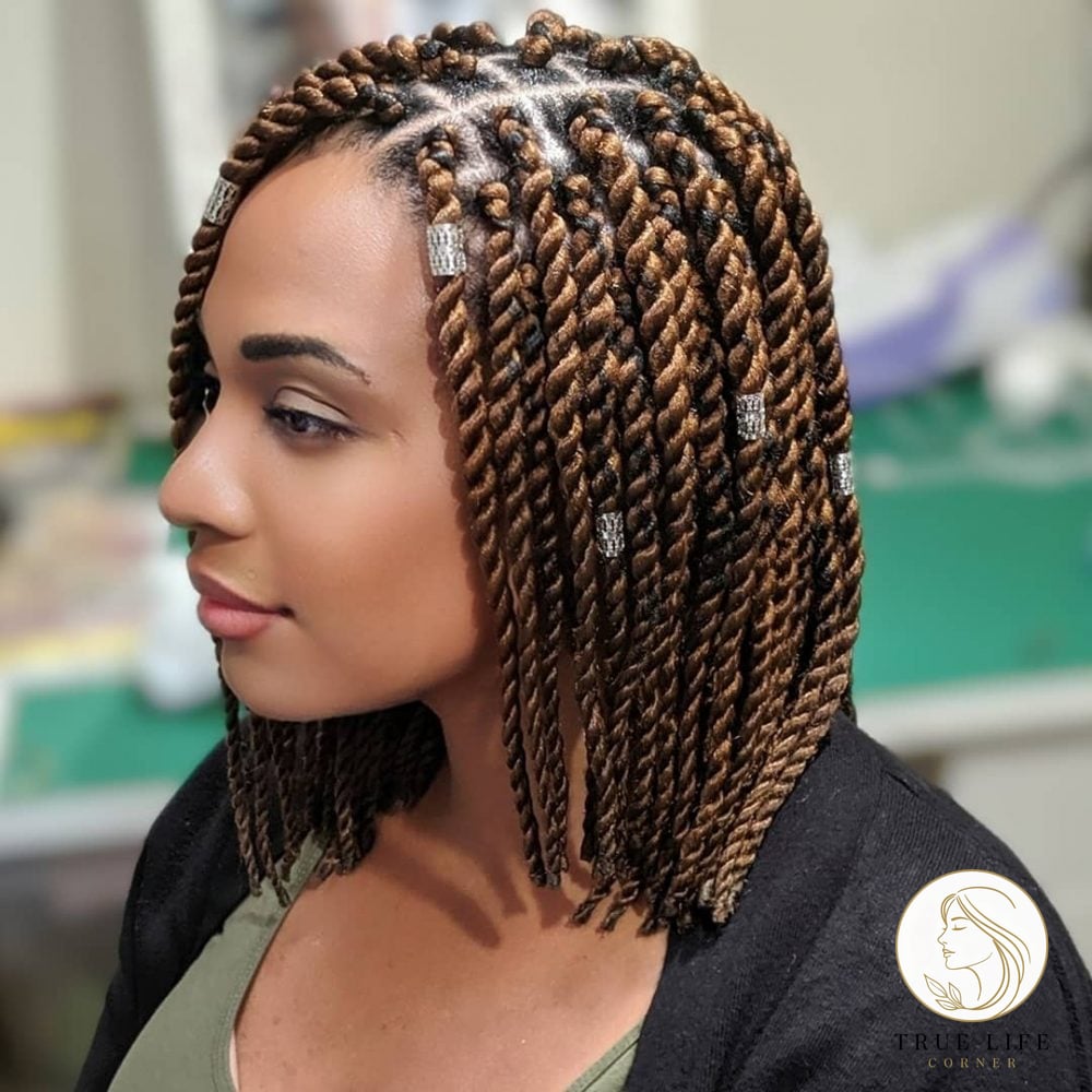22 Twist Braid Hairstyles to Save Before They Blow Up 8 Vivid Bob Twist Braids