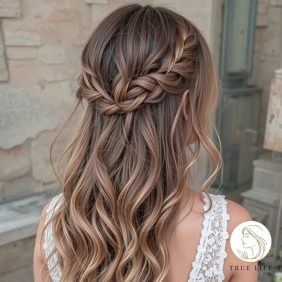 23 Wedding Guest Hairstyles For Long Hair to Transform Your Look Instantly 23 Waterfall Braid with Curls